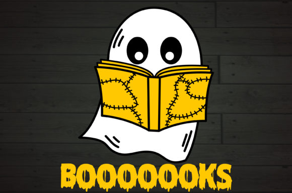 Boooks Funny Halloween Book Reader Ghost Graphics for Crafts