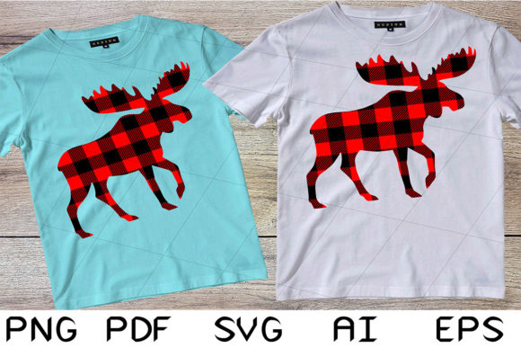 Buffalo Plaid Moose for Merry Christmas Graphics