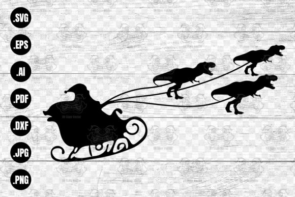 Christmas Dinosaur Sleigh Ride SVG for Graphics and Crafts