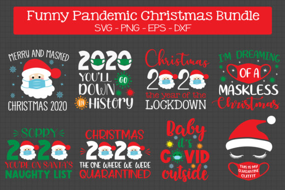 Funny Christmas Pandemic Bundle Graphics for Crafts