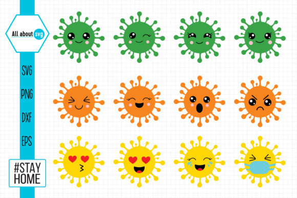 Funny Virus Emojis Bundle for Crafts and Graphics